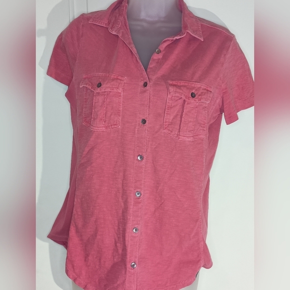 2/$30 Casual Pink Barbiecore EDDIE BAUER Button-Up Casual Shirt (#1,217) - Picture 1 of 8